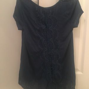 Blue shirt with lace tie up back!
